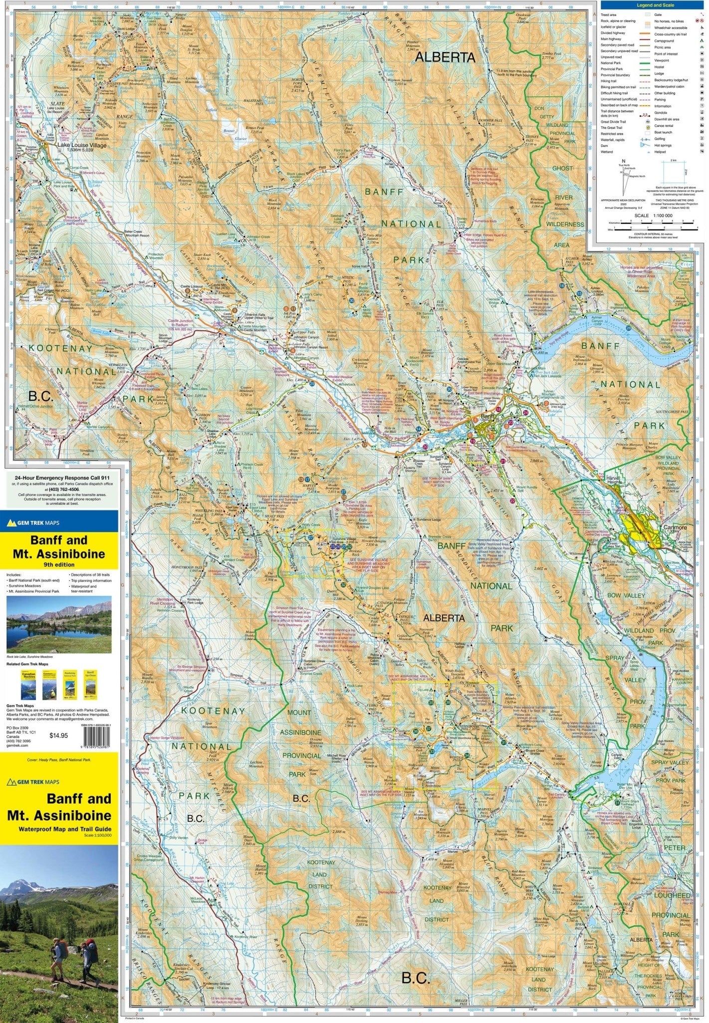 Gemtrek map Banff &  Mount Assiniboine
