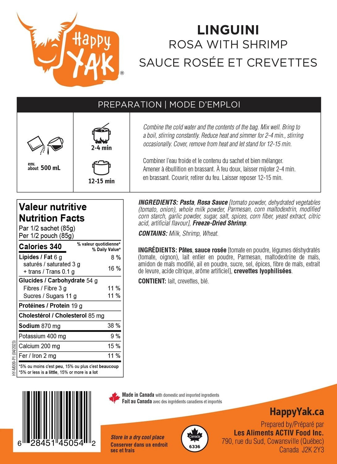 Happy Yak Linguini Rosa with Shrimp