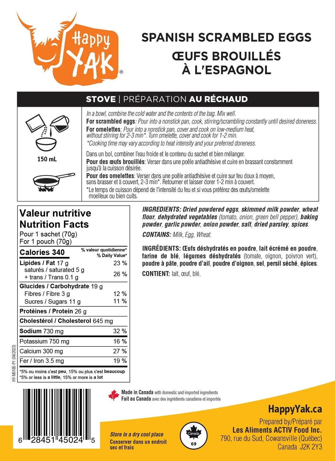 Happy Yak Spanish Scrambled Eggs (Vegetarian)