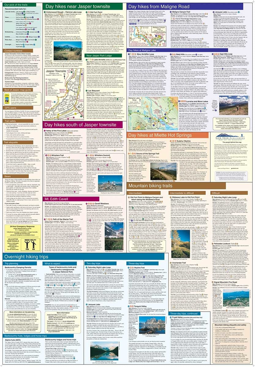 Gemtrek map Jasper &  Maligne Lake