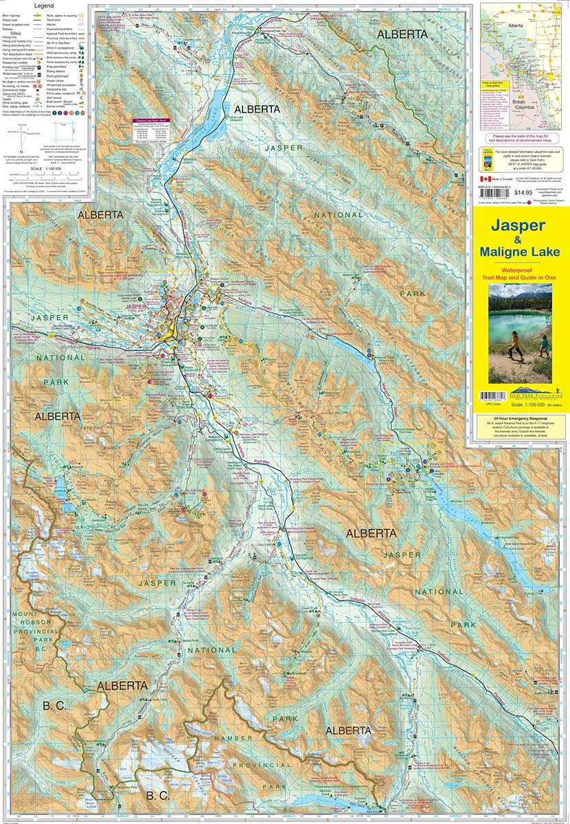 Gemtrek map Jasper &  Maligne Lake