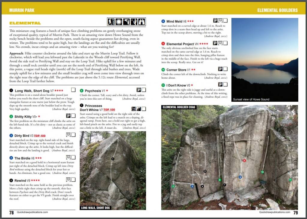 Guide d'escalade de bloc de Squamish - 3e édition (en anglais)