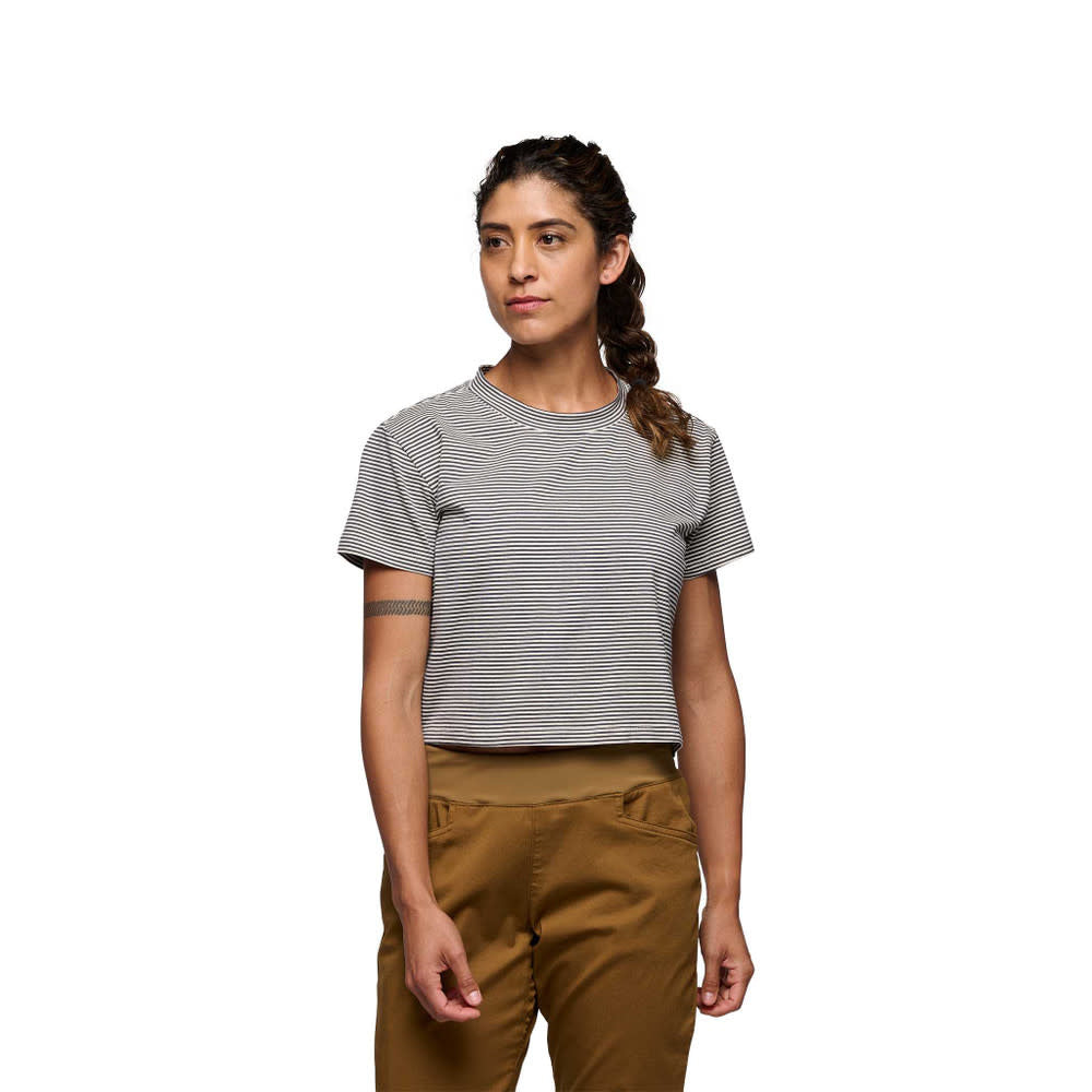 Black Diamond Stripe Crop Tee - Women