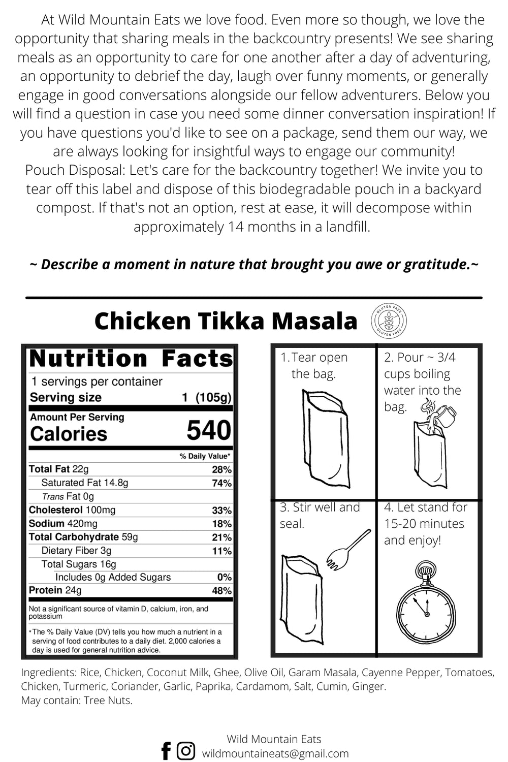 Wild Mountain Eats Chicken Tikka Masala - Regular