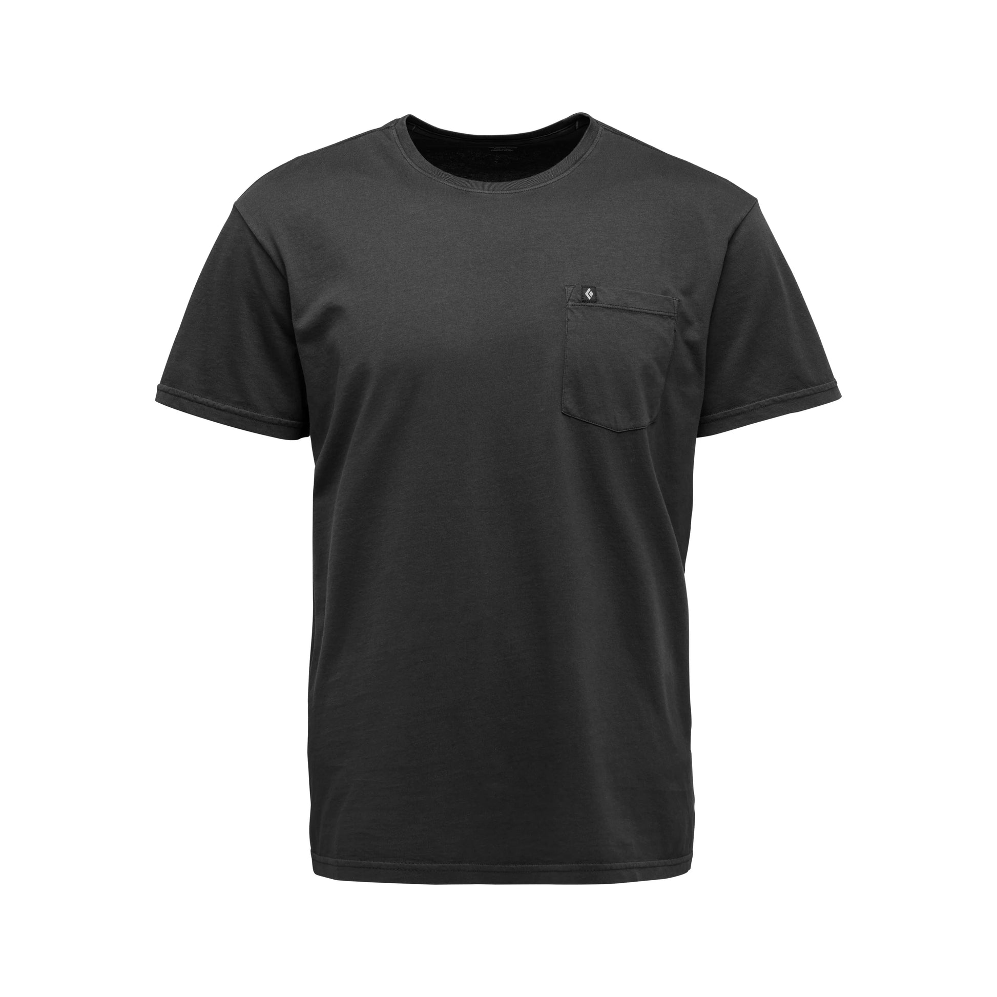Black t-shirt with a pocket on a white background