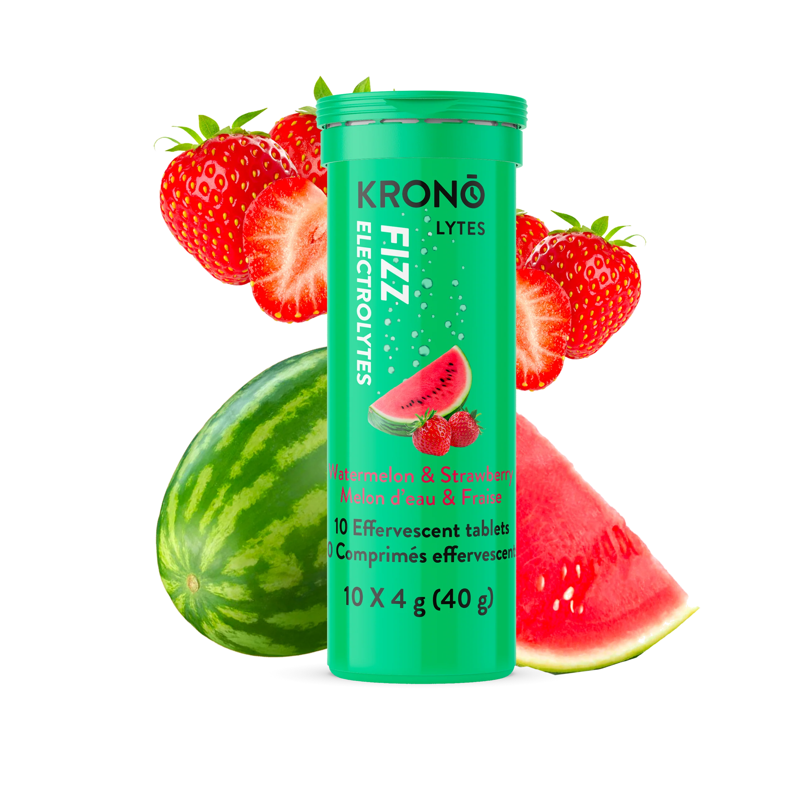 Krono Électrolytes effervescents Melon d'eau + fraise
