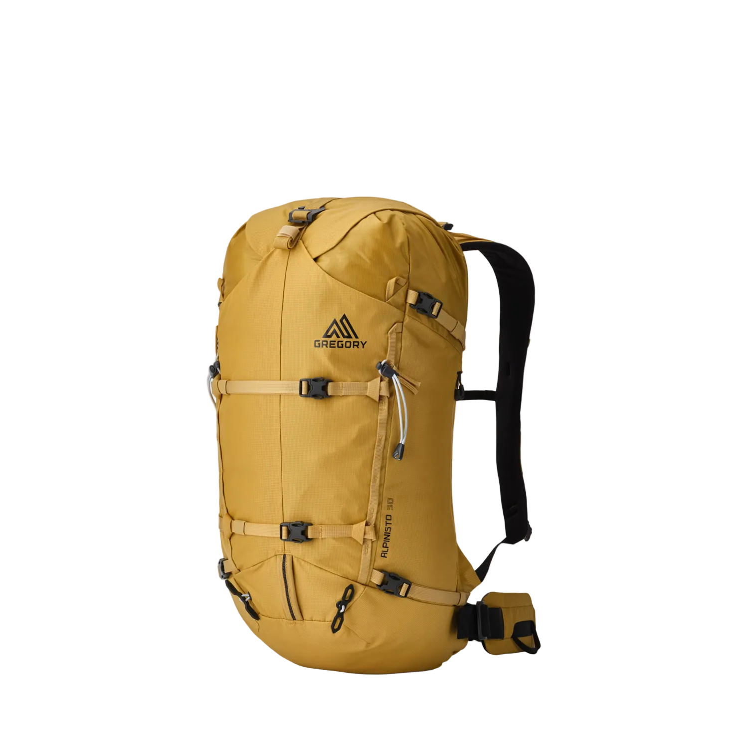 Brown backpack with Gregory logo on a light gray background
