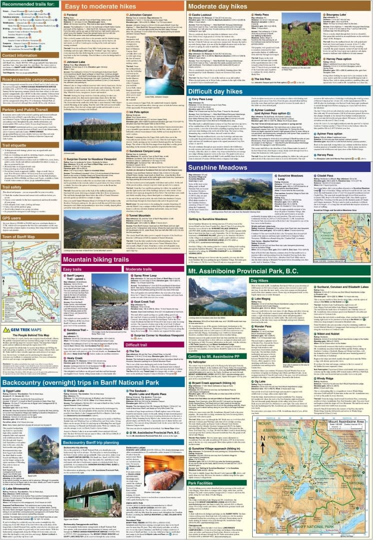Gemtrek map Banff &  Mount Assiniboine