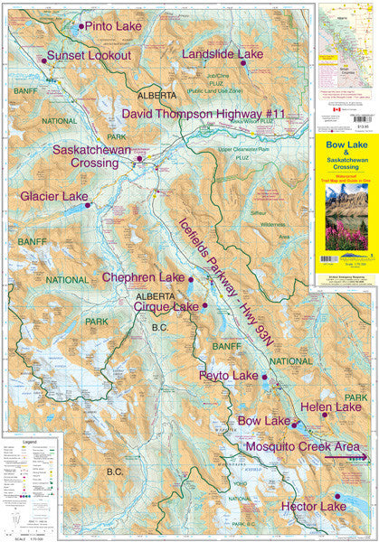 Gemtrek map Bow Lake &  Saskatchewan Crossing