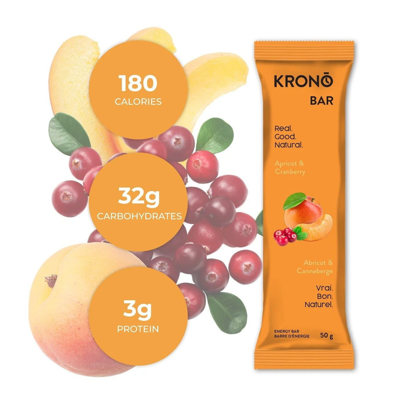 Krono Energy Bar - Apricot + Cranberry