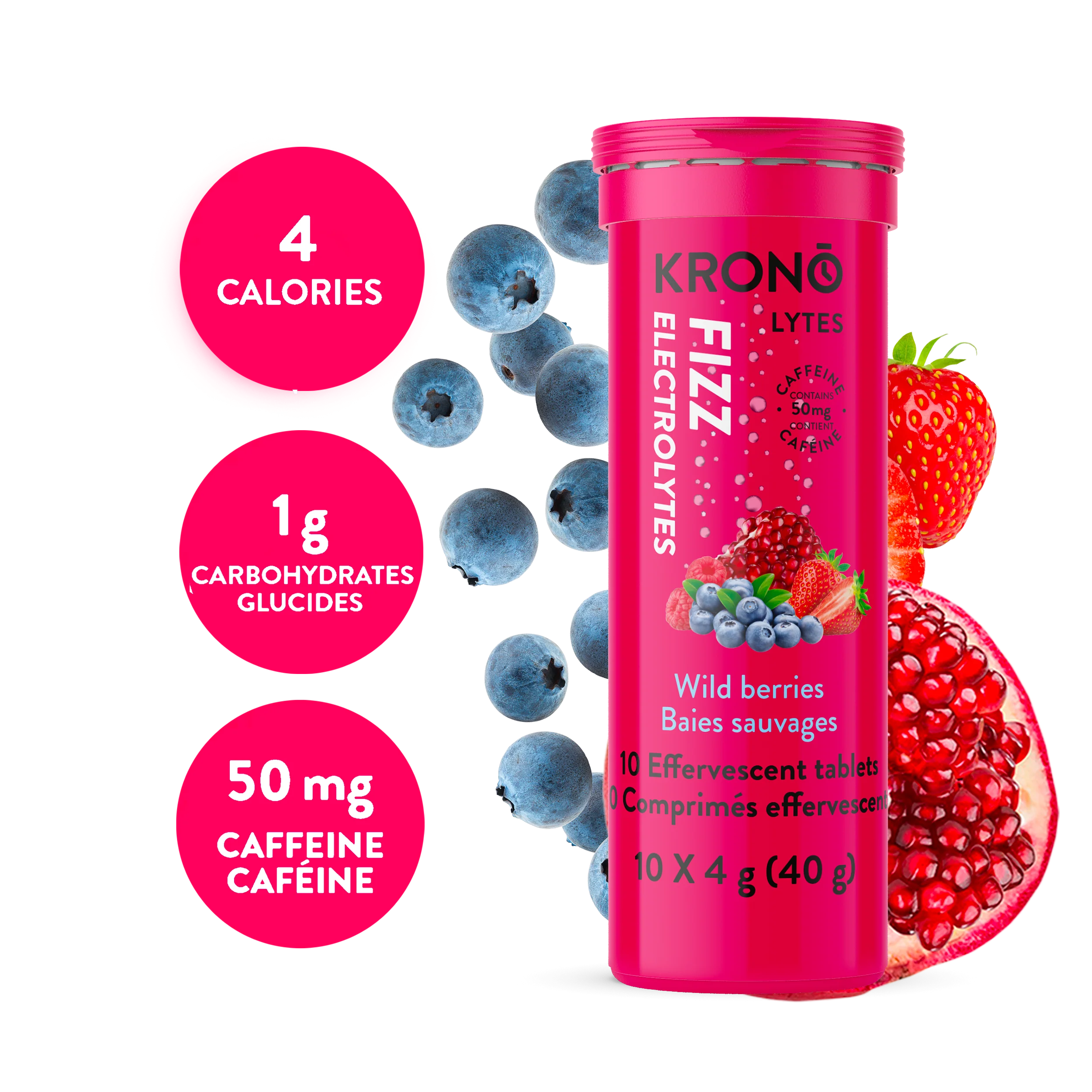 Krono Effervescent Electrolytes Wilberries + Caffeine
