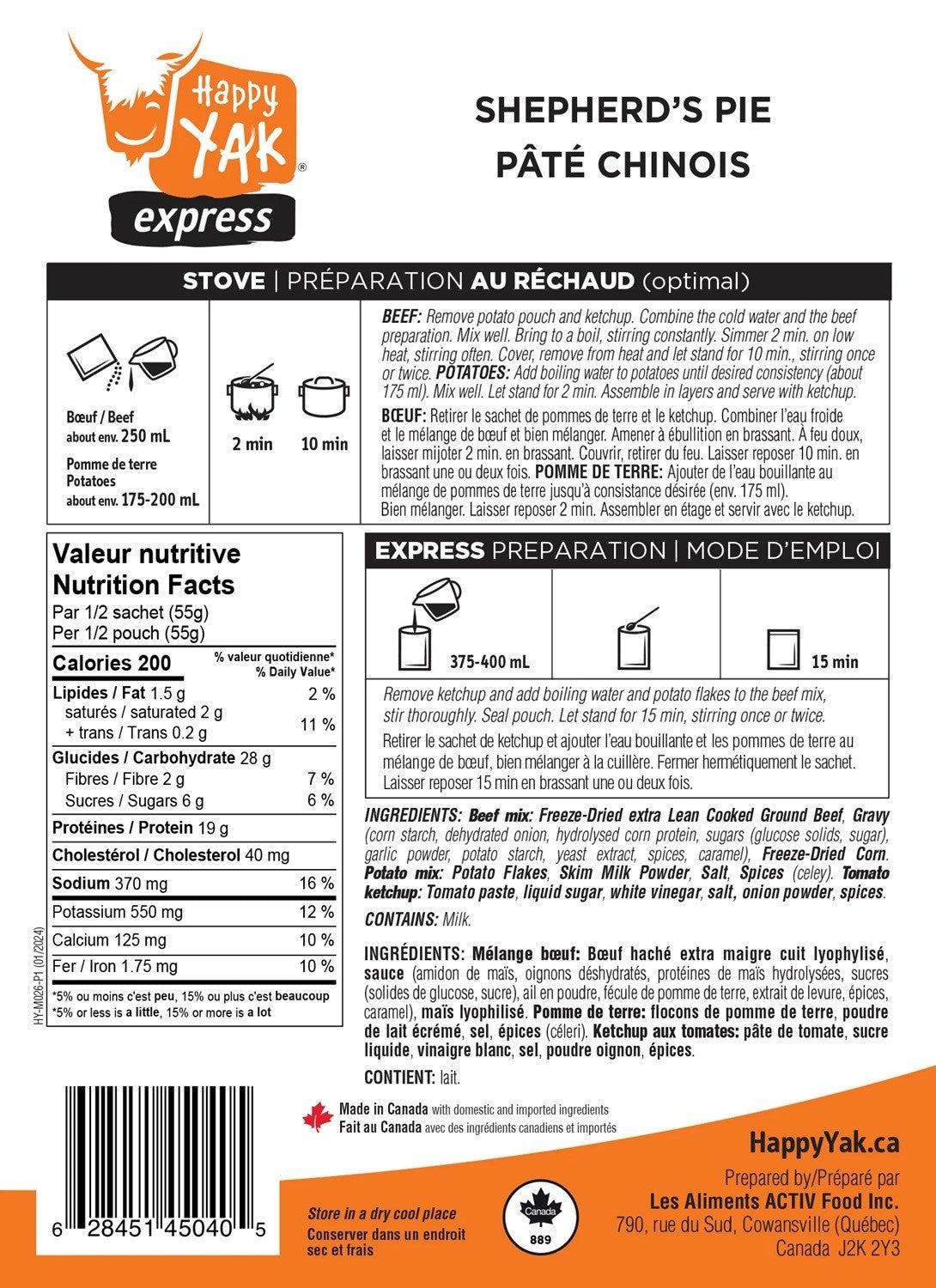 Happy Yak Shepherd's Pie