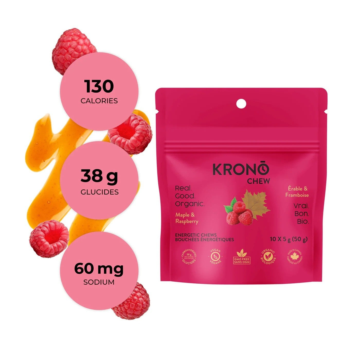 Krono Energetic Chews Maple + Raspberry