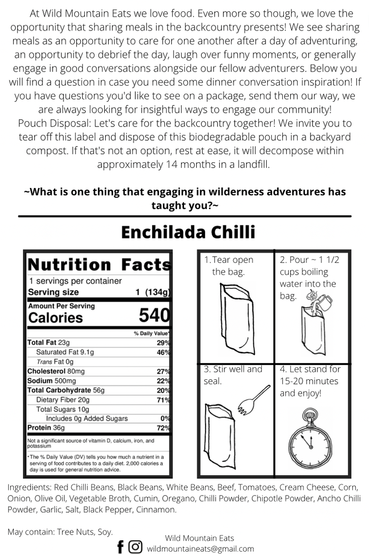 Wild Mountain Eats Enchilada Chilli